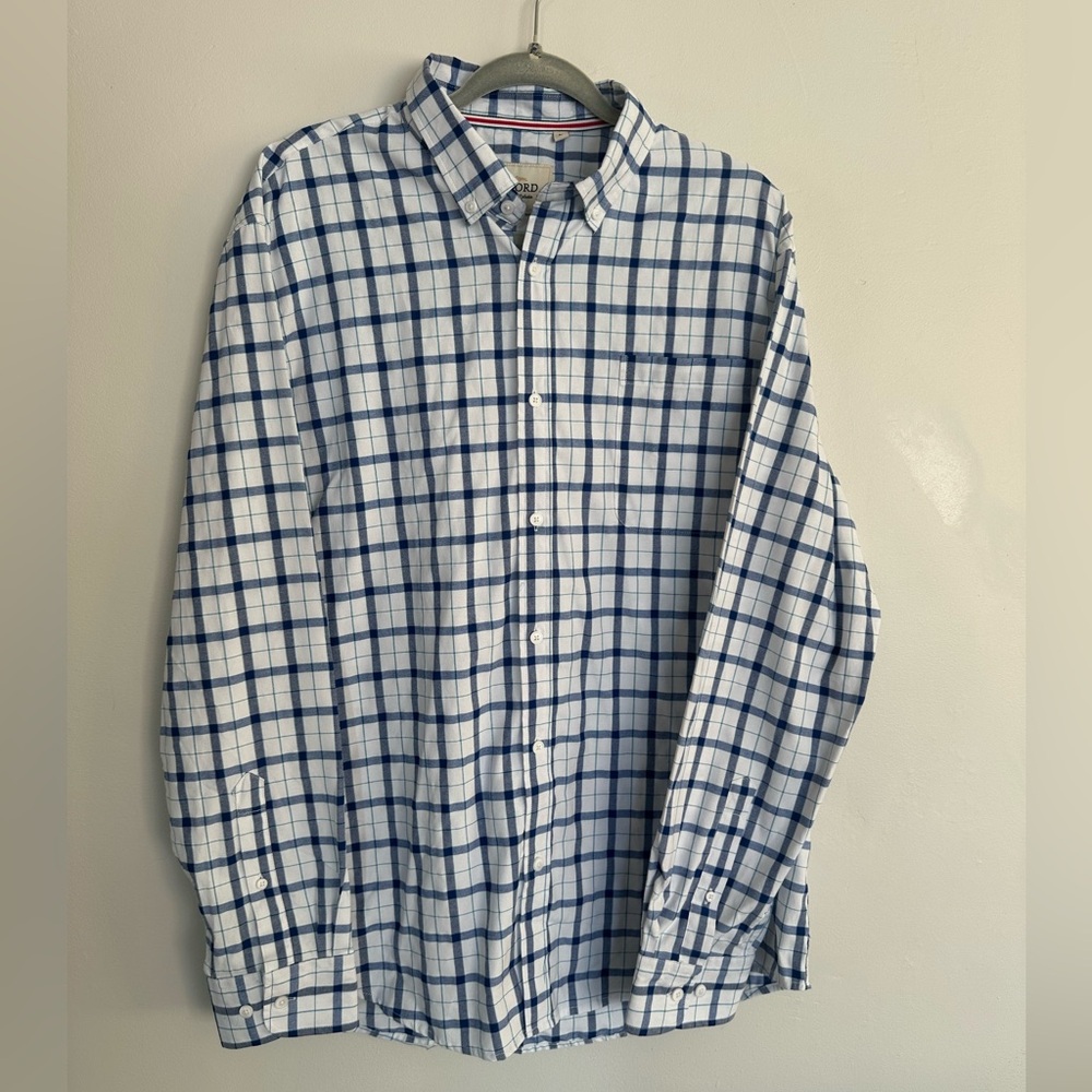Oxford Men’s Luxury Long Sleeve Button Down Polo Made In Italy Size Large EUC